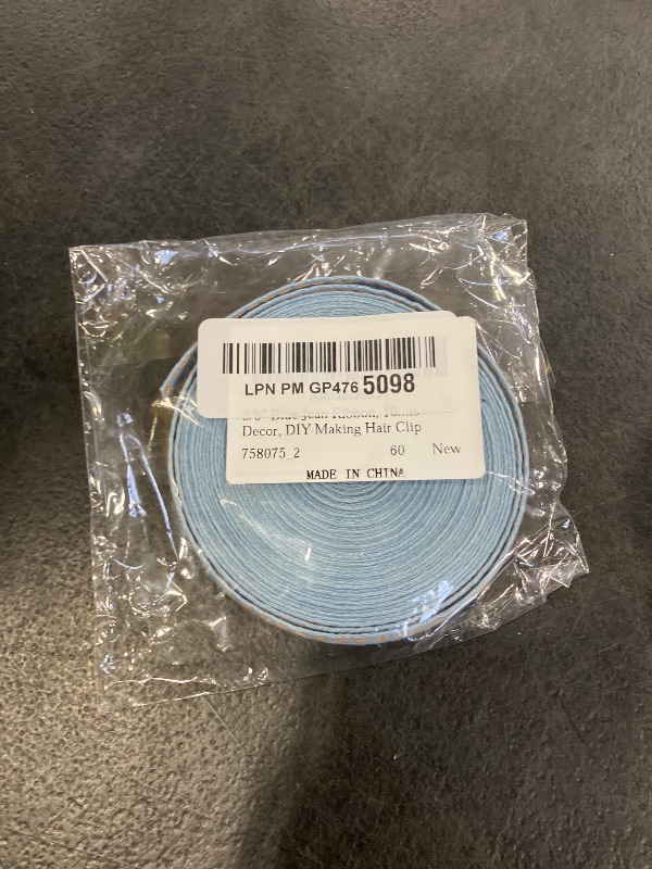 Photo 1 of 3/8" Blue Jean Ribbon, 10.9Yards Light Blue Denim Ribbon Fabric Craft Strip for Sewing Making Clothing Accessories, Bag Hats Decor, DIY Making Hair Clip