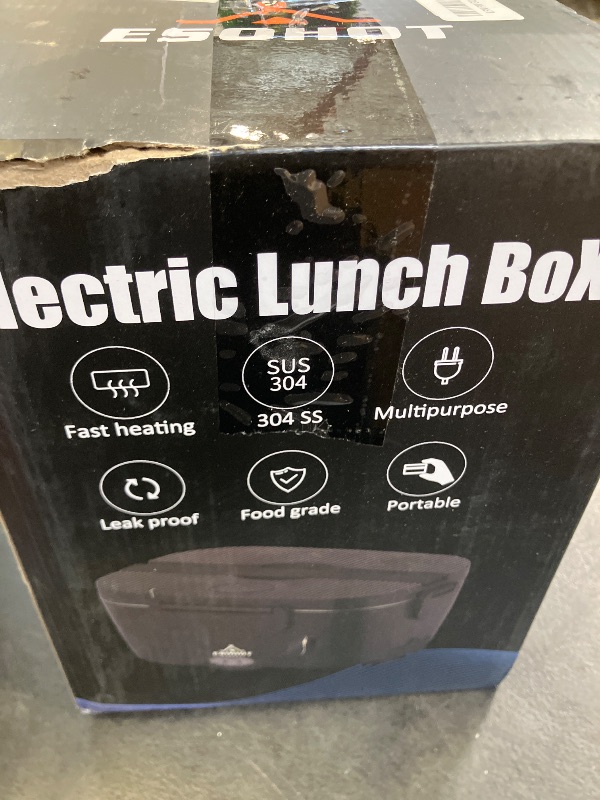 Photo 1 of ESOHOT Heated Lunch Box,120W Electric Lunch Box for Adults with 1.5L 304 Stainless Steel Container, 12V/24V/110V Lonchera Eléctrica Portátil for Travel,Work,Car,Truck (Pure Black, 1.5L x 4)