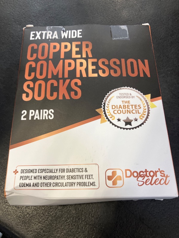 Photo 1 of Doctor's Select® Copper Plus Size Compression Socks Wide Calf - 2 Pairs | 20-30mmHg Extra Wide Calf Compression Sock Women | Copper Socks for Swelling, Varicose Veins | Extra Wide Calf Compression Sock | Black Wide Compression Socks for Women & Men