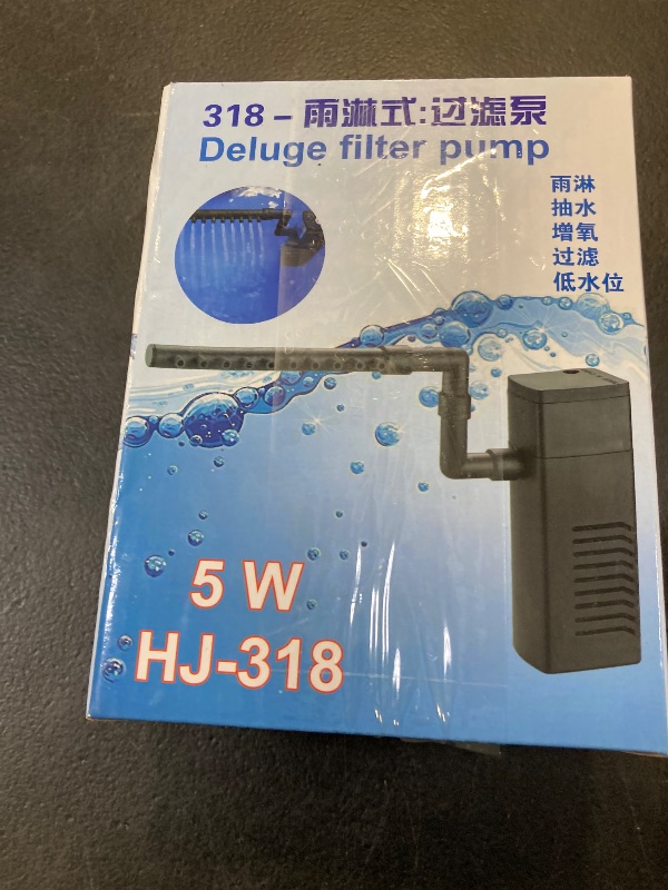 Photo 1 of Novique Submersible Internal Aquarium Filter Multiple Function Powerful Pump Fish Tank Filter for 10-20 Gallon Tanks 105 GPH 5W