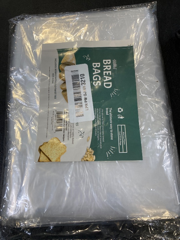 Photo 1 of FUNSTITUTION Reusable Plastic Bread Bags - 50 Pack Clear Bag with Ties