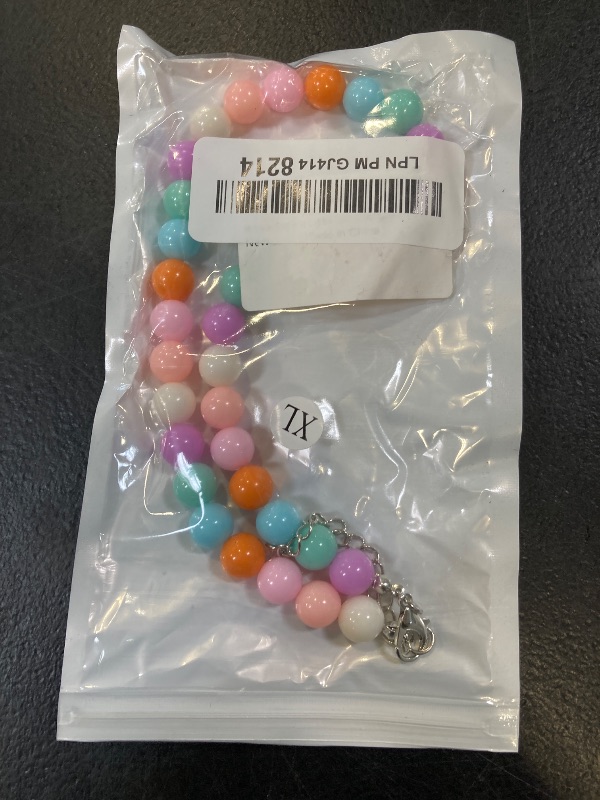 View 2 of Hosiwei Rainbow Pearl Dog and Cat Necklace Collar (Colorful, XL)