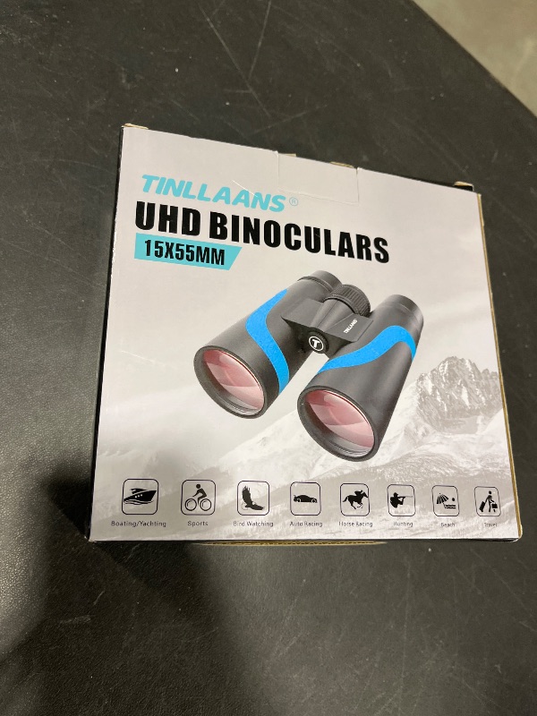 Photo 1 of 15x55 UHD Binoculars for Adults High Powered with Phone Adapter - Large View, BAK4 Prism, Waterproof, Lightweight for Bird Watching, Hunting, Cruise, Travel, Camping (Blue)