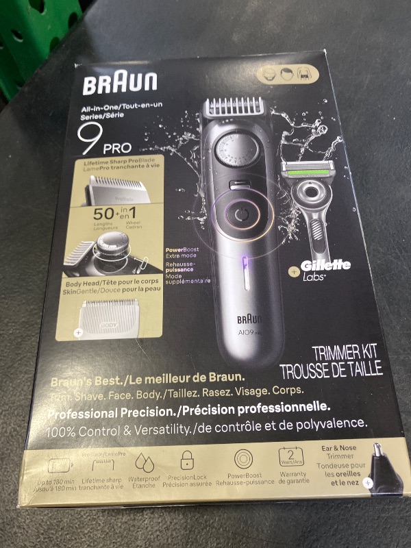 View 2 of Braun All-in-One Series 9 PRO Men's Electric Beard Trimmer, Hair Clipper, Shaver & Razor for Face, Hair & Body, AIO 9550 with Gillette Labs Razor, Cordless