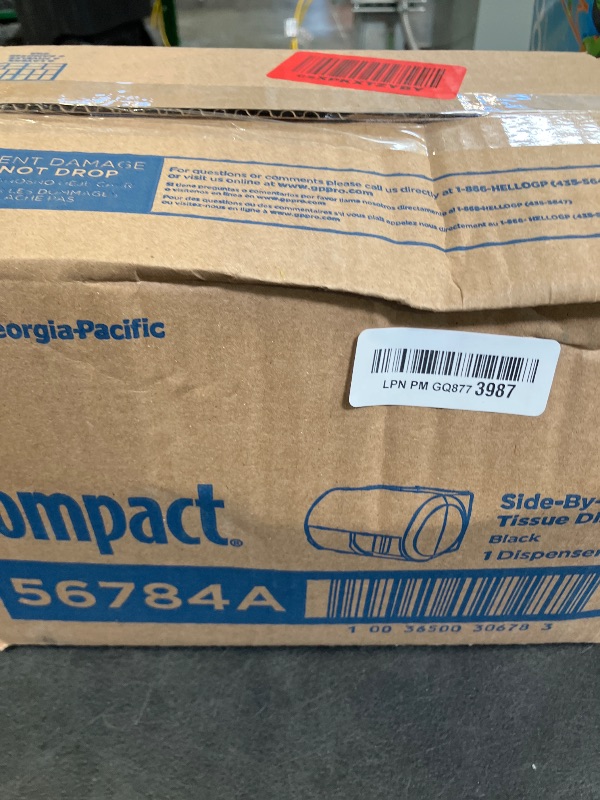 Photo 1 of Georgia-Pacific Compact 2-Roll Side-by-Side Coreless High-Capacity Toilet Paper Dispenser by GP PRO (Georgia-Pacific); Black; 56784A; 1 Dispenser