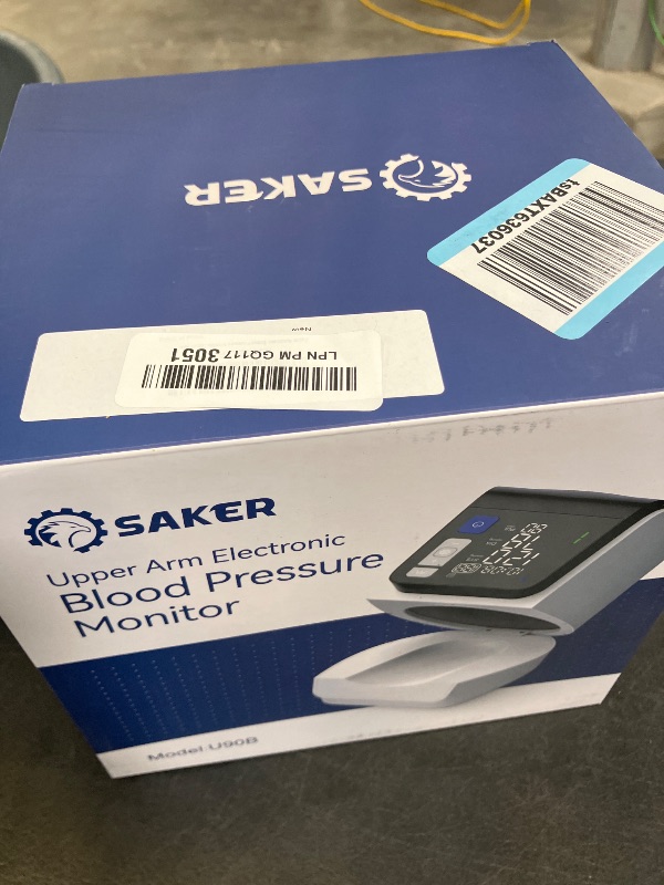 Photo 1 of Saker Blood Pressure Monitor Upper Arm, Automatic BP Monitor for Home Use, No-Wrap Auto-Fit Design, Fits 8.5"–15.7", Large Display, 4 Users with 199 Readings Each, FDA-Cleared, One-Touch (U90B)