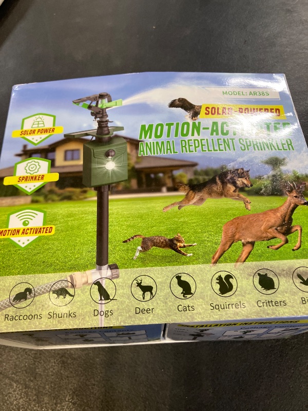 Photo 1 of 2 Packs Motion Activated Animal Repeller with Water Sprinkler, Solar Powered Deer Repellent Devices, IP65 Waterproof Cat Repellent Outdoor with Flashing Light, Deter Foxes Skunks Raccoons from Garden