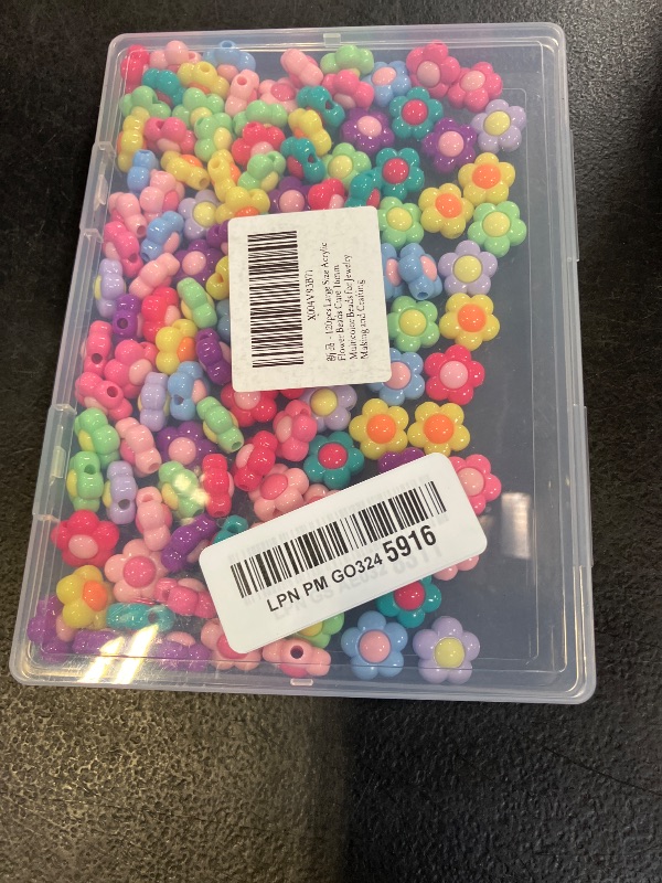 Photo 1 of 120pcs Large Size Acrylic Flower Beads Cute 16mm Multicolor Beads for Jewelry Making and Crafting
