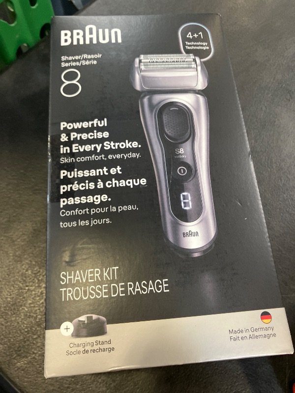 Photo 1 of Braun Series 8 Electric Razor for Men, with 4+1 Shaving Elements & Precision Long Hair Trimmer, Close & Gentle Even on Dense Beards, Wet & Dry Electric Razor with 60min Runtime, 8517s Galvano Silver