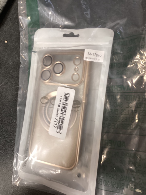 Photo 1 of Misscase for iPhone 17 Pro Magnetic Glitter Case Compatible with MagSafe,Full Protection Slim Shockproof Anti-Scratch Case with Camera Lens Protector Plating Bling Dust-Proof Net Gold