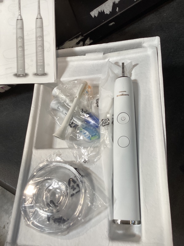 Photo 1 of Philips Sonicare DiamondClean Smart 9500 Electric Toothbrush - Sonic Toothbrush with App, Pressure Sensor, 15 Brushing Settings, Replacement Reminder, USB Charging Travel Case, White, Model HX9923/01
