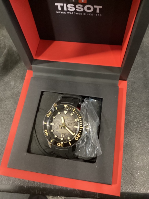 View 7 of Tissot Mens Tissot Seastar 2000 Professional Powermatic 80 316L Stainless Steel case Automatic Watch, Black, Rubber, 22 (T1206071744101)
