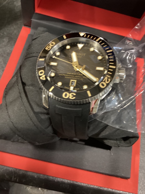 View 4 of Tissot Mens Tissot Seastar 2000 Professional Powermatic 80 316L Stainless Steel case Automatic Watch, Black, Rubber, 22 (T1206071744101)