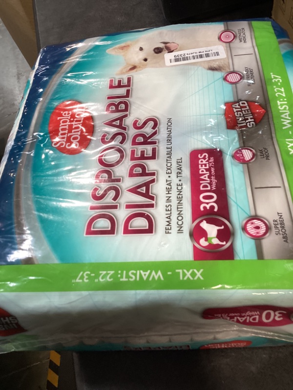 Photo 1 of Simple Solution Dog Diapers Female, Dog Diapers, Potty Training, Super Absorbent, Breathable, Wetness Indicator for Urination, 22-37 Inch Waist, (XXL, 30ct)