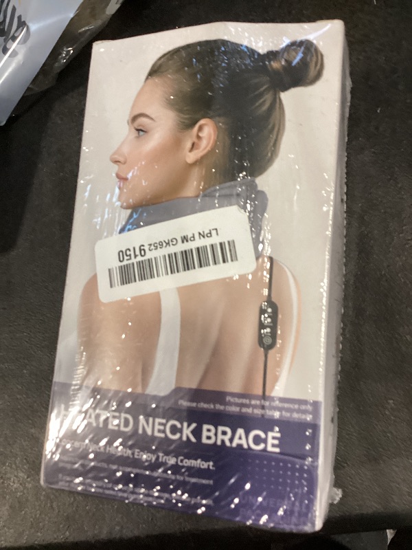 View 2 of Heated Neck Brace Cervical Collar - Neck Support Brace with Heating Pad, Soft Foam Wraps Keep Vertebrae Stable and Aligned for Relief of Cervical Spine Pressure for Women & Men Black (M Size)