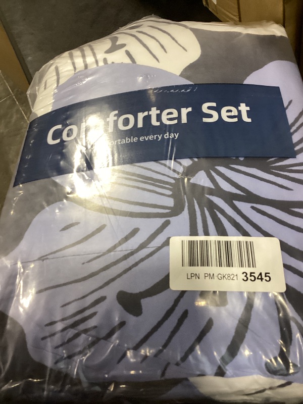 Photo 1 of Menghomeus King Size Comforter Set Navy Blue Floral Bedding Comforter Sets - Soft Microfiber Bed Comforter Set for All Season, 3 Piece Botanical Flowers Comforter, Pillowcases