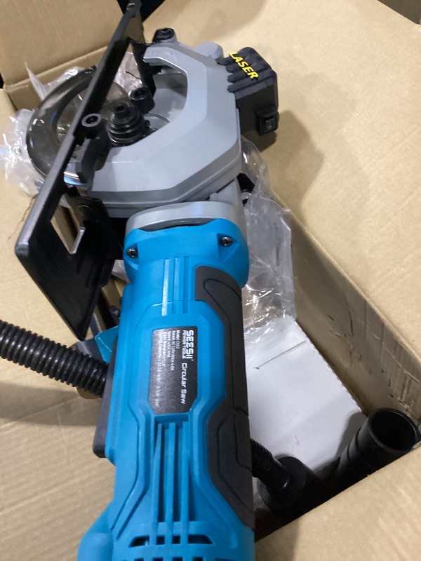 Photo 1 of Seesii Mini Circular Saw with Laser Guide,4.8A 4000 RPM Compact Corded Circular Saw with Rip Guide,3 Blades (4-1/2") for Wood,Soft Metal,Tile,Plastic Cutting,Max Cut Depth 1-11/16"(90°),1-1/8" (45°)