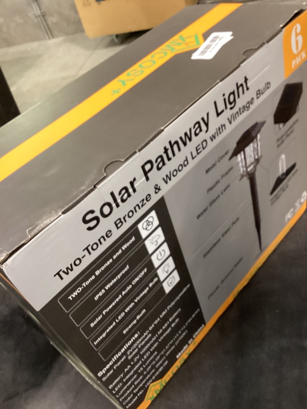Photo 1 of XMCOSY+ Solar Outdoor Lights Waterproof IP65, Solar-Powered Garden/Yard/Pathway Lights with Warm White 2-Tone Bronze-Wood Stainless Steel Design for Landscape Driveway Walkway Decorative