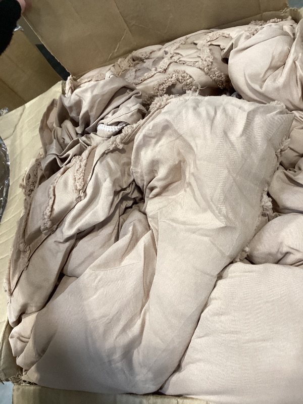 Photo 1 of BEDELITE King Size Comforter Set - Tufted Boho Bedding Set, Khaki Boho Comforter, Soft Lightweight Comforter King, 3 Pieces Farmhouse Jacquard Bed Set for All Seasons
