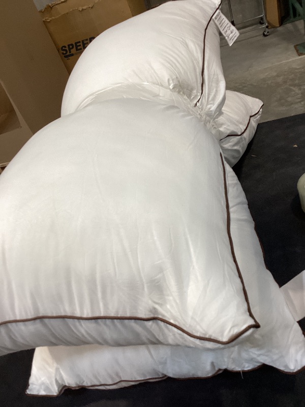 Photo 1 of Serta Hotel Collection Bed Pillows King Size Set of 2, 400 Thread Count 100% Cotton Cover, Medium Support Gusseted Down Alternative Pillow for Back, Stomach or Side Sleepers, 18" x 34", White
