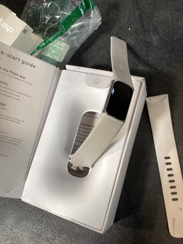 View 3 of ?? ONLY PARTS ??Fitbit Charge 6 Fitness Tracker with Google Apps - Heart Rate on Exercise Equipment - 3-Month Google Health Premium Membership Included - Health Tools - Porcelain/Silver - Small&Large Bands Included