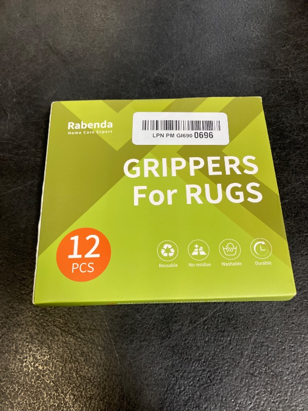 Photo 1 of Rabenda 12 Pcs Rug Tape, Non Slip Rug Pads Grippers for Hardwood Floors and Tiles, Reusable Carpet Tape for Area Rugs, Double-Sided Adhesive Rug Stickers Keep Corners Flat (Black)