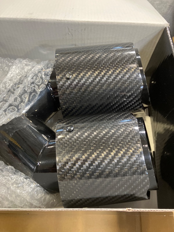 Photo 1 of 2-Pack Carbon Fiber Dual Exhaust Tips 2.5" Inlet to 3.5" Outlet, Universal Tailpipe 2.5 Inch Exhaust Muffler Tips (Gloss)
