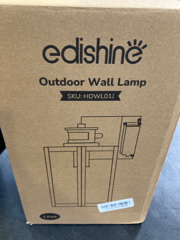 Photo 1 of EDISHINE Porch Lights with GFCI Outlet, Motion Sensor & 3 Modes Modern Outdoor Wall Lights, 12" H Dusk to Dawn Exterior Light Fixture Waterproof Wall Lantern for Front Door, Garage, Black