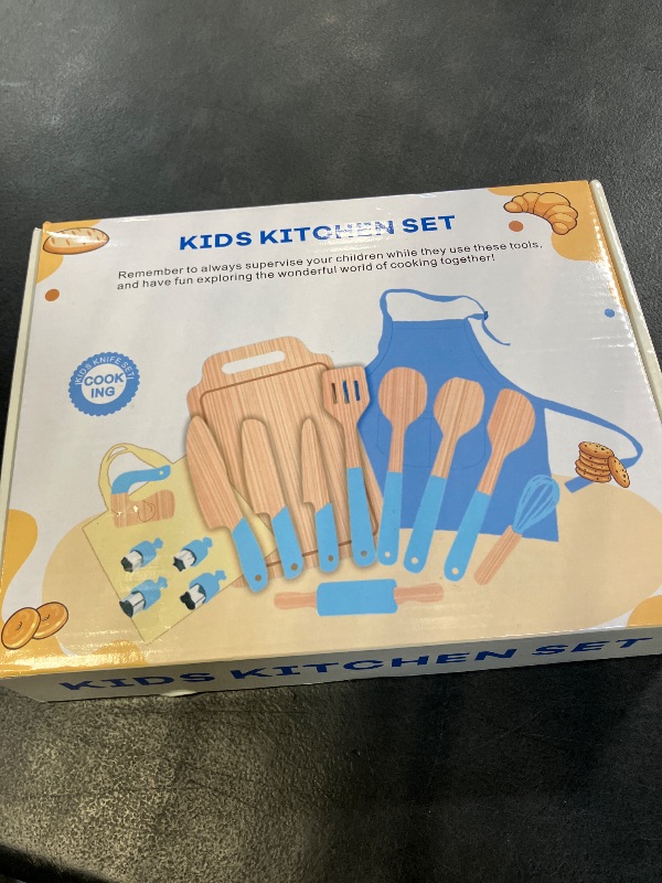 Photo 1 of Wooden Kids Safe Knife and Kids Baking Set for Real Cooking, Toddler Montessori Kitchen Tools, Cooking and Baking for Kids Little Chefs Montessori Kitchen Tools for Toddlers-Kids Cooking Sets