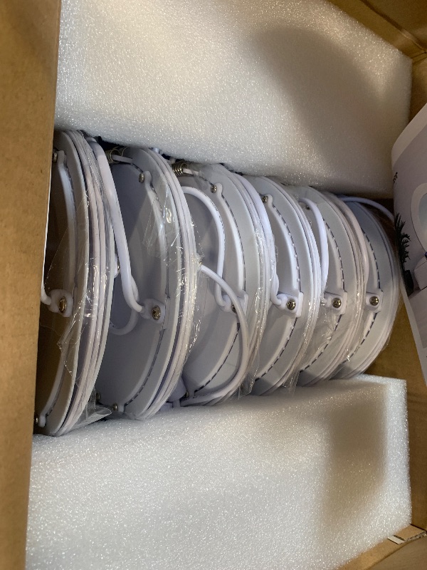 Photo 1 of Ensenior 12 Pack 6 Inch LED Recessed Ceiling Light, Dimmable, 2700K-5000K 6CCT, 1050LM 12W 120V, High Brightness Canless Wafer Downlight - ETL&FCC&IC