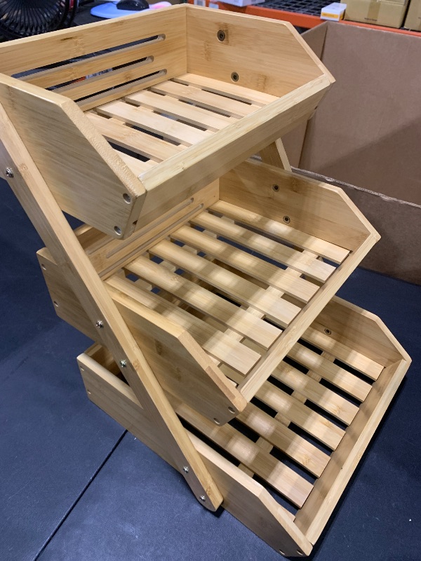 Photo 1 of Merysen 3-Tier Bamboo Fruit Basket for Kitchen Countertop, Self-assembly