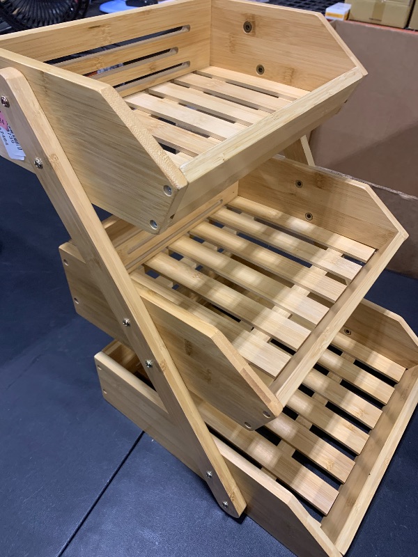 Photo 1 of Merysen 3-Tier Bamboo Fruit Basket for Kitchen Countertop, Self-assembly