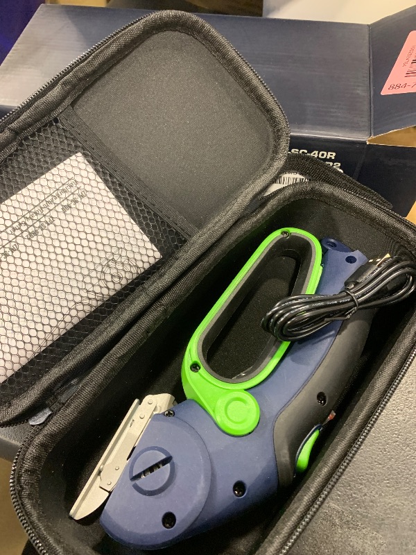 Photo 1 of ZEITE 4V Cordless Electric Scissors,Cardboard Cutter with 2 Blades,Storage Box,USB Charging Cable,Power Rotary Cutter,Max Cutting 1/4",for Cardboard Box,Thin Carpet & Plastic, Easy to Hold and Safe