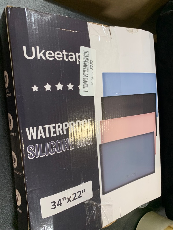 Photo 1 of ukeetap Extra Thick Silicone Mat Waterproof with Raised Edge 34" x 22", Under Sink Mat for Kitchen & Bathroom, Kitchen Cabinet Liner, Multi-Purpose for Storage & Protection, Gray