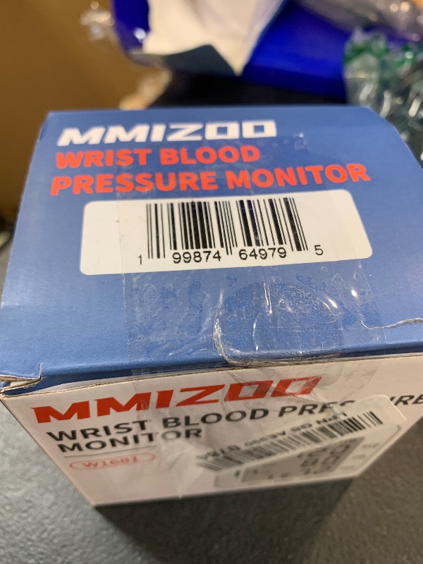 Photo 1 of MMIZOO Wrist Blood Pressure Monitor Large LCD Display BP Machine Adjustable Cuff 5.31-7.68 inch Automatic 99x2 Sets Memory with Carrying Case for Home Use (White)