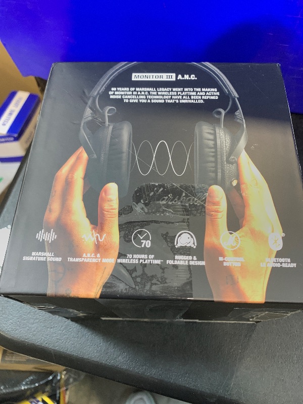 Photo 1 of Marshall Monitor III A.N.C. Wireless Over-Ear Bluetooth Headphones - Active Noise Cancellation | 100+ Hr Playtime | Microphone for Calls | Lightweight, Foldable Design for Travel - Black