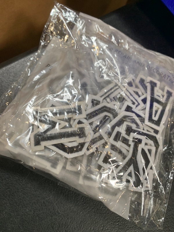 Photo 1 of 2 Inch Iron on Letters Patches for Fabric, Clothing, Hats, Bags, Black