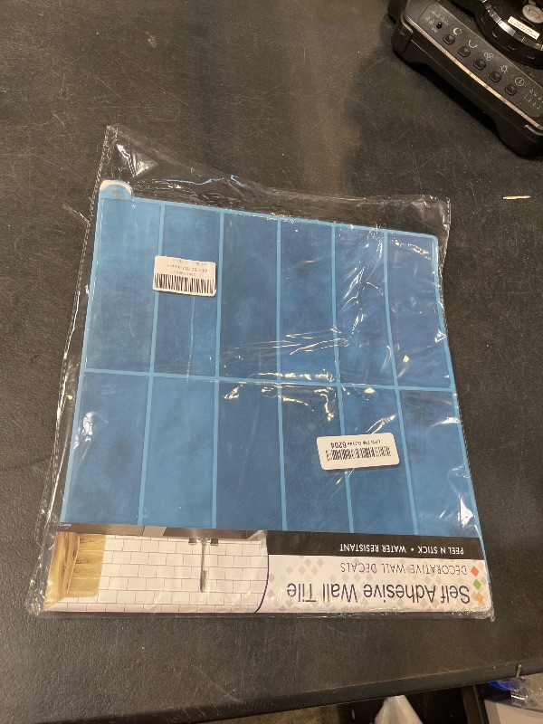 Photo 1 of 10-Pack Blue Peel and Stick Backsplash Tiles(12"x12")