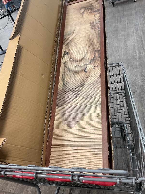 Photo 1 of Furnnylane 6 Panel Bamboo Room Divider, 5.6 ft Tall Double-Sided Folding Privacy Screen, Premium Thickened Wood Frame with Mountains and Waters Landscape for Home & Office (67" H x 94.5" W)