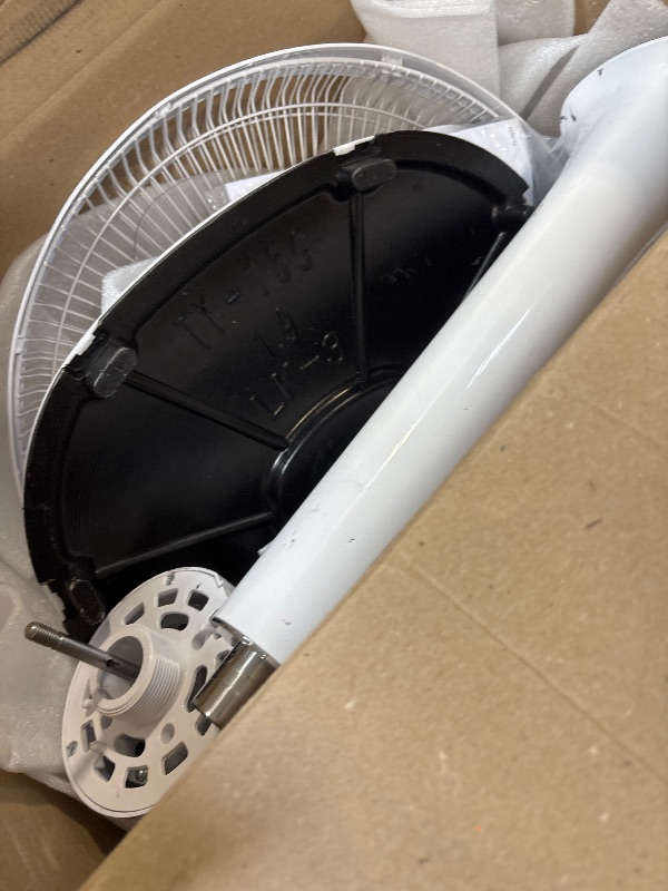 View 3 of Amazon Basics 16-inch Quiet DC Motor Standing Floor Fan for Bedroom, 12 Speed with Remote, 3 Breeze Modes, Adjustable Height, Dual-Layered Blades, Timer, Energy Efficient (28W), White