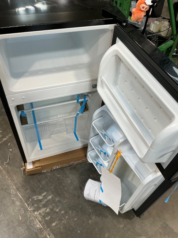Photo 1 of Mainstays 3.2 cu ft 2-Door Compact Refrigerator with Freezer, Stainless-Steel Look, Mini Fridge for Dorm, Apartment & Office