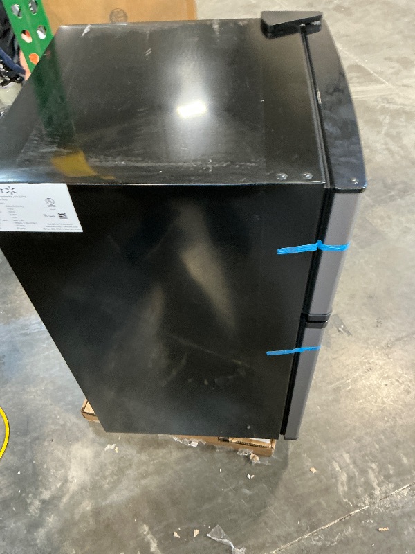 Photo 1 of Mainstays 3.2 cu ft 2-Door Compact Refrigerator with Freezer, Stainless-Steel Look, Mini Fridge for Dorm, Apartment & Office