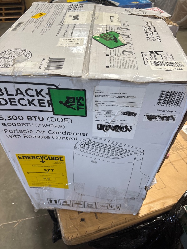 Photo 1 of BLACK+DECKER Portable Air Conditioner, 9,000 BTU, BPACT08WT, White