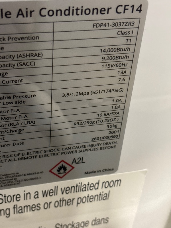 Photo 1 of 14,000 BTU Portable Air Conditioner, 4-IN-1 Portable AC Unit for Large Rooms Up to 750 Sq. Ft. with Cooling, Dehumidifier, Fan, Sleep, Auto Swing, LED Display, 24H Timer, Remote & Installation Kits