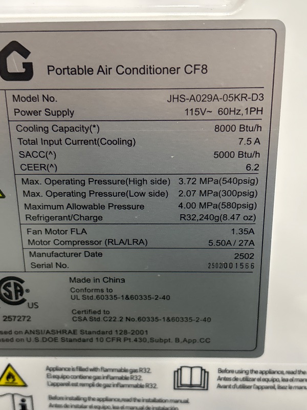Photo 1 of GarveeTech 8,000 BTU Portable Air Conditioner