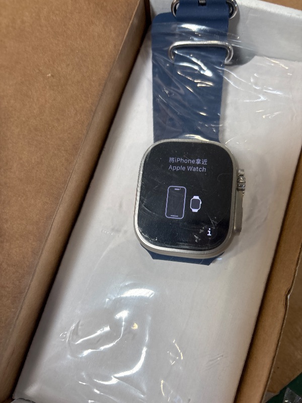 Photo 1 of Apple Watch Ultra 2 [GPS + Cellular, 49mm] - Titanium Case with Blue Ocean Band, One Size (Renewed)