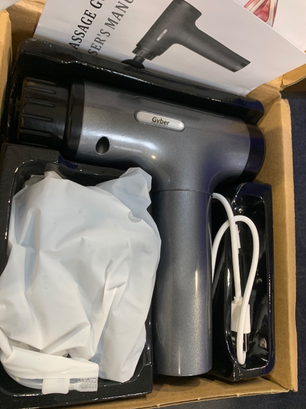 Photo 1 of Gvber Massage Gun 30 Speed 6 Heads Percussion Muscle Pain Relief, Grey