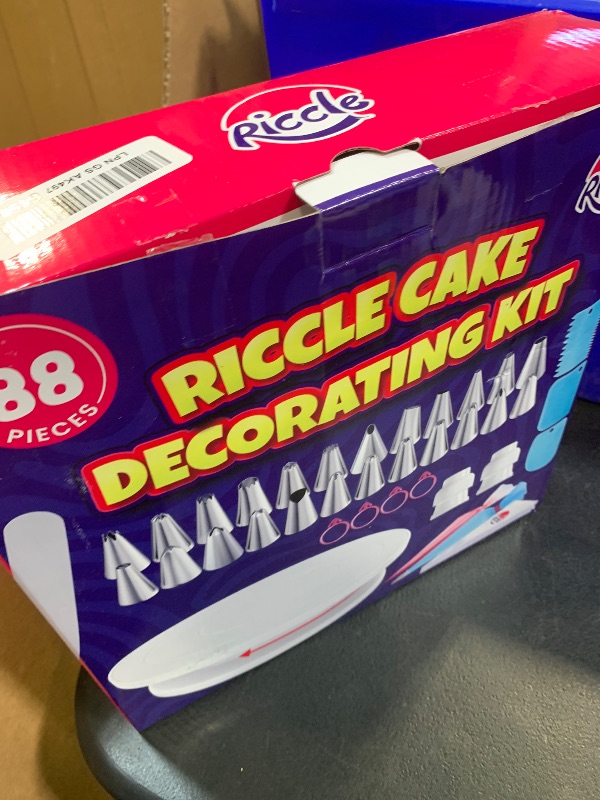 Photo 1 of Riccle 88 pcs Cake Decorating Kit with Cake Turntable - Includes 50 Disposable + 2 Reusable Piping Bags and Tips Set, 24 Icing Piping Tips, 2 Spatulas, 3 Icing Comb Scraper, Baking Supplies