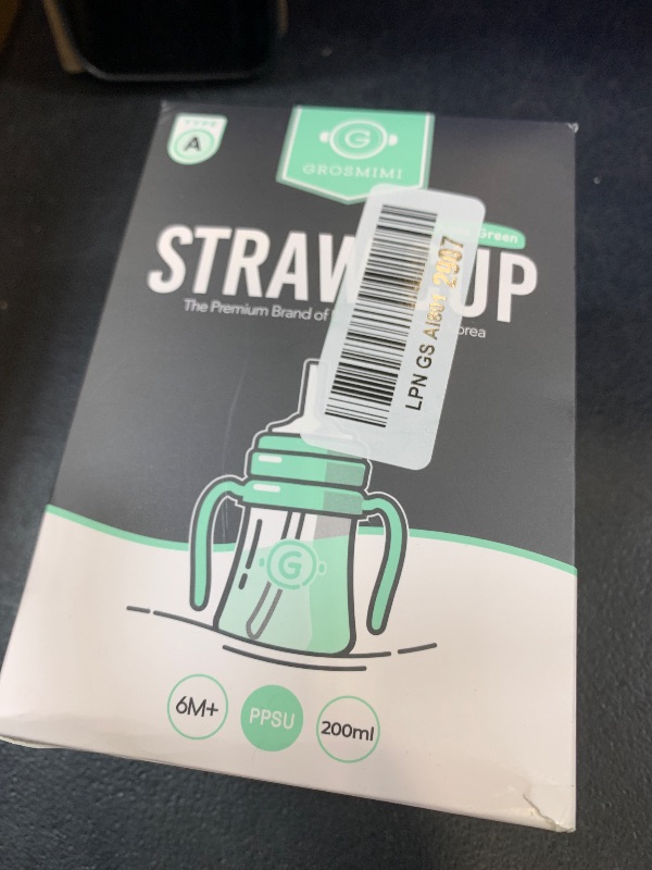 Photo 1 of GROSMIMI PPSU Baby Straw Cup Stage 1, 6M+, Spill-Proof, 6oz (Aqua Green)