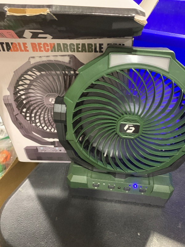 Photo 1 of FRIZCOL 3-in-1 Camping Fan - Portable Fans Rechargeable - 24000mAh Battery Powered Fan with Light & Remote for Indoor, Outdoor, Tent, Travel, Fishing, Jobsite, Gifts for Men Dad Him - Green